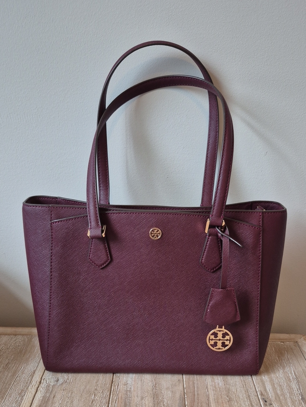 Tory Burch Robinson Burgundy Tote Bag